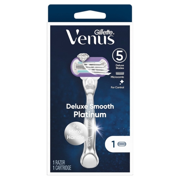 🐢2/$15 Gillette Venus Deluxe Smooth Platinum Women's Razor Handle + 1 Refill - Picture 4 of 9